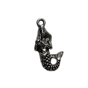 Mermaid Pendant Silver Tone Charm Bracelet Necklace Jewelry Craft Dangle u b Nau
